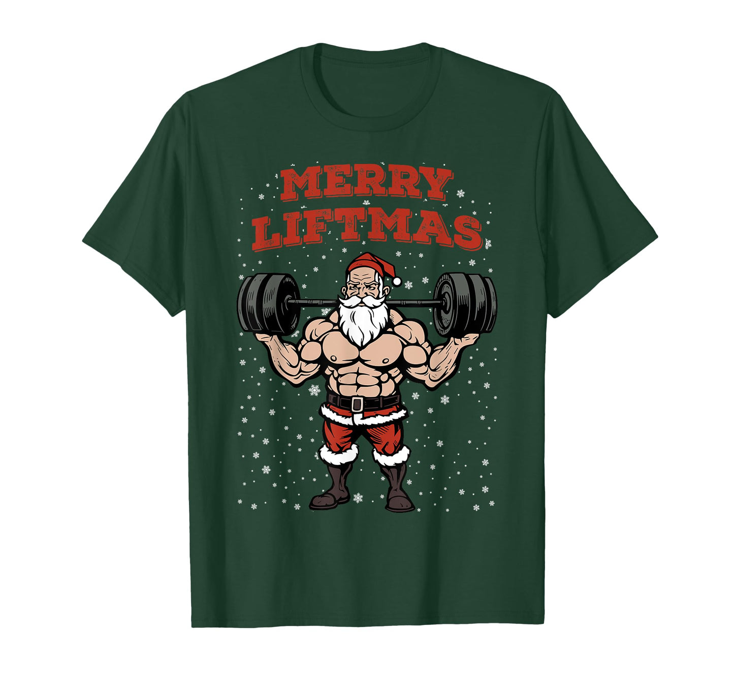 Merry Liftmas Christmas Muscular Santa Claus Gym Workout T-Shirt