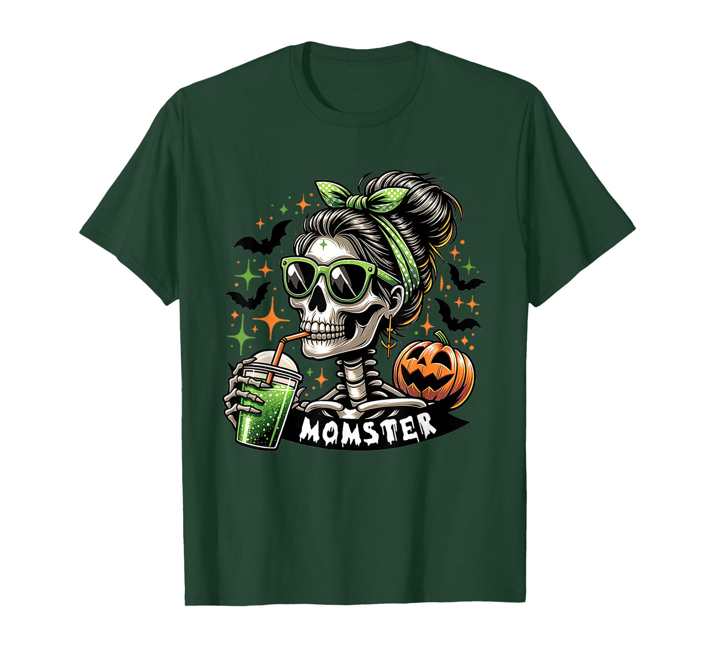 Momster Messy Bun Halloween Mom Leopard Halloween Costume T-Shirt