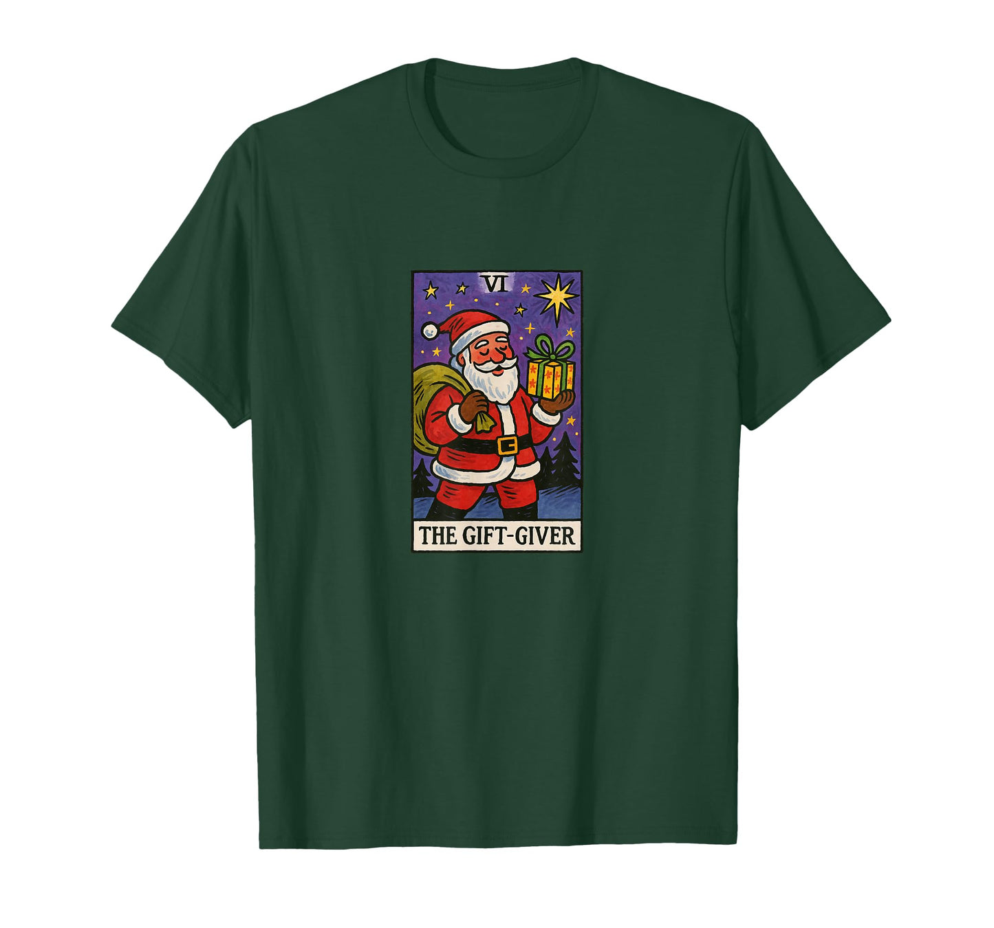 The Gift Giver Santa Claus Tarot Card Christmas Design T-Shirt