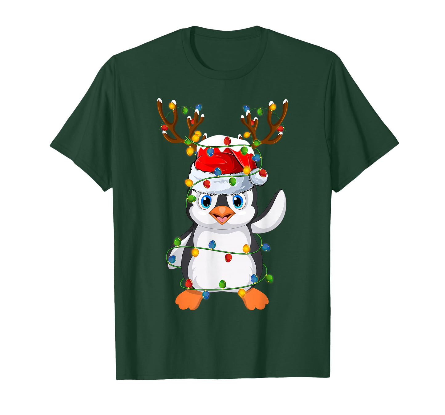 Penguin Christmas Lights Reindeer Santa Cute Penguin Xmas T-Shirt