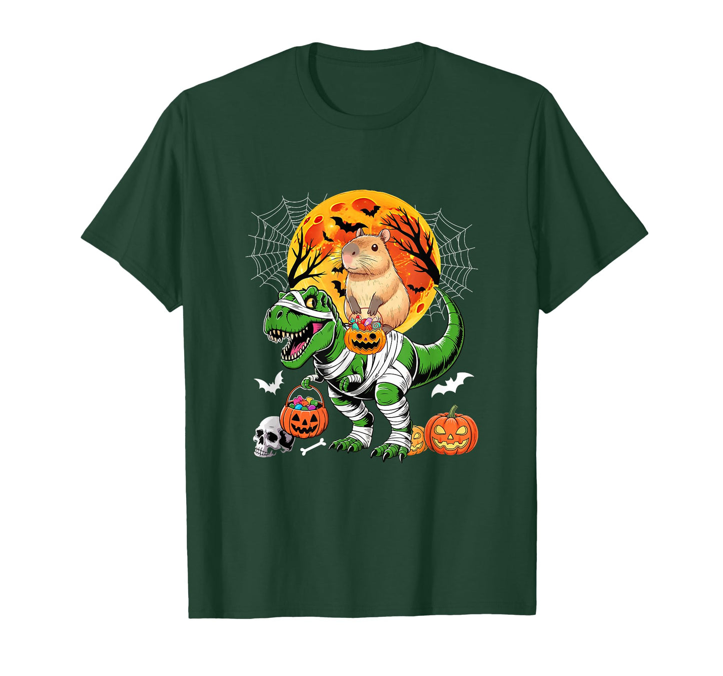 Capybara Riding T-Rex Cosplay Mummy Halloween Costume Kids T-Shirt