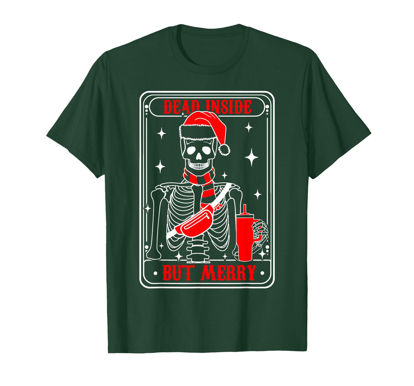 Tarot Dead Inside But Merry Skeleton Holiday Design T-Shirt