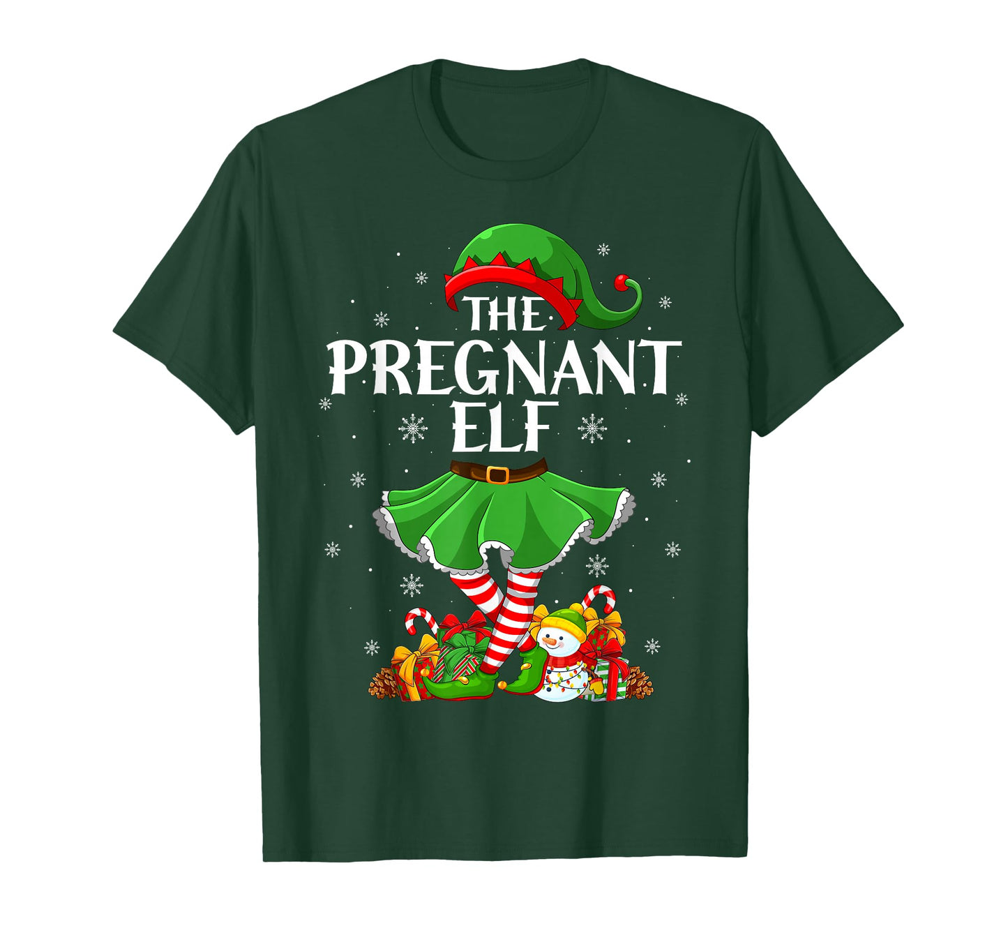 Pregnant Elf Christmas Family Elf Squad Xmas Girls Women T-Shirt