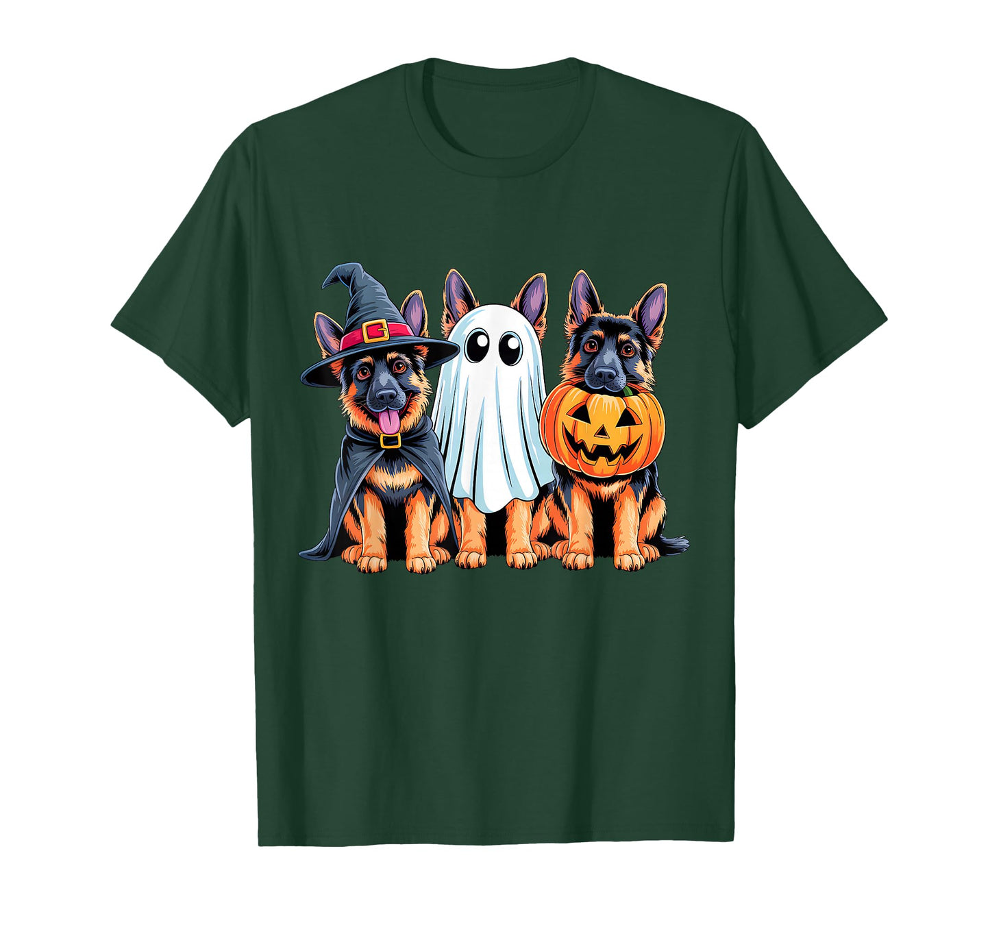 German Shepherd Halloween Funny Dog Lover Pumpkin Witch T-Shirt