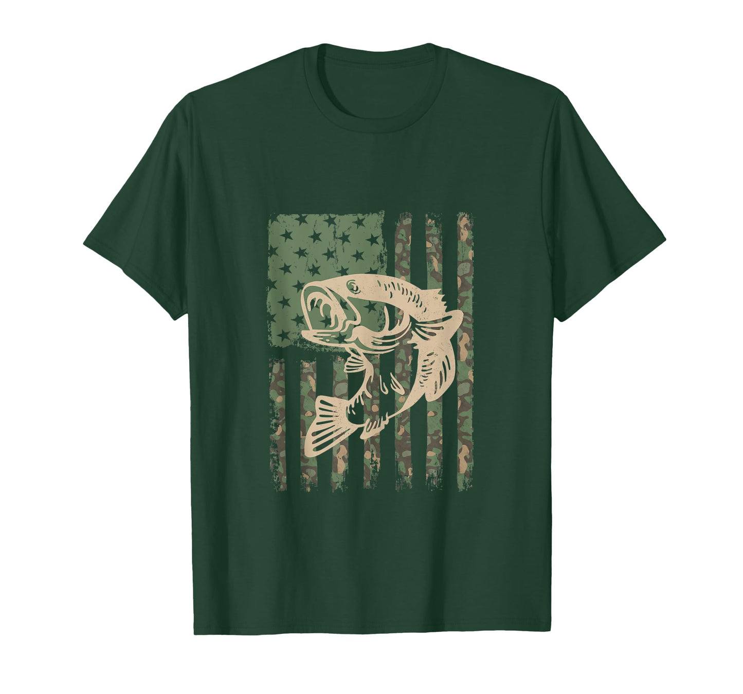 Camouflage USA Flag Big Mouth Bass Fishing Tank Top
