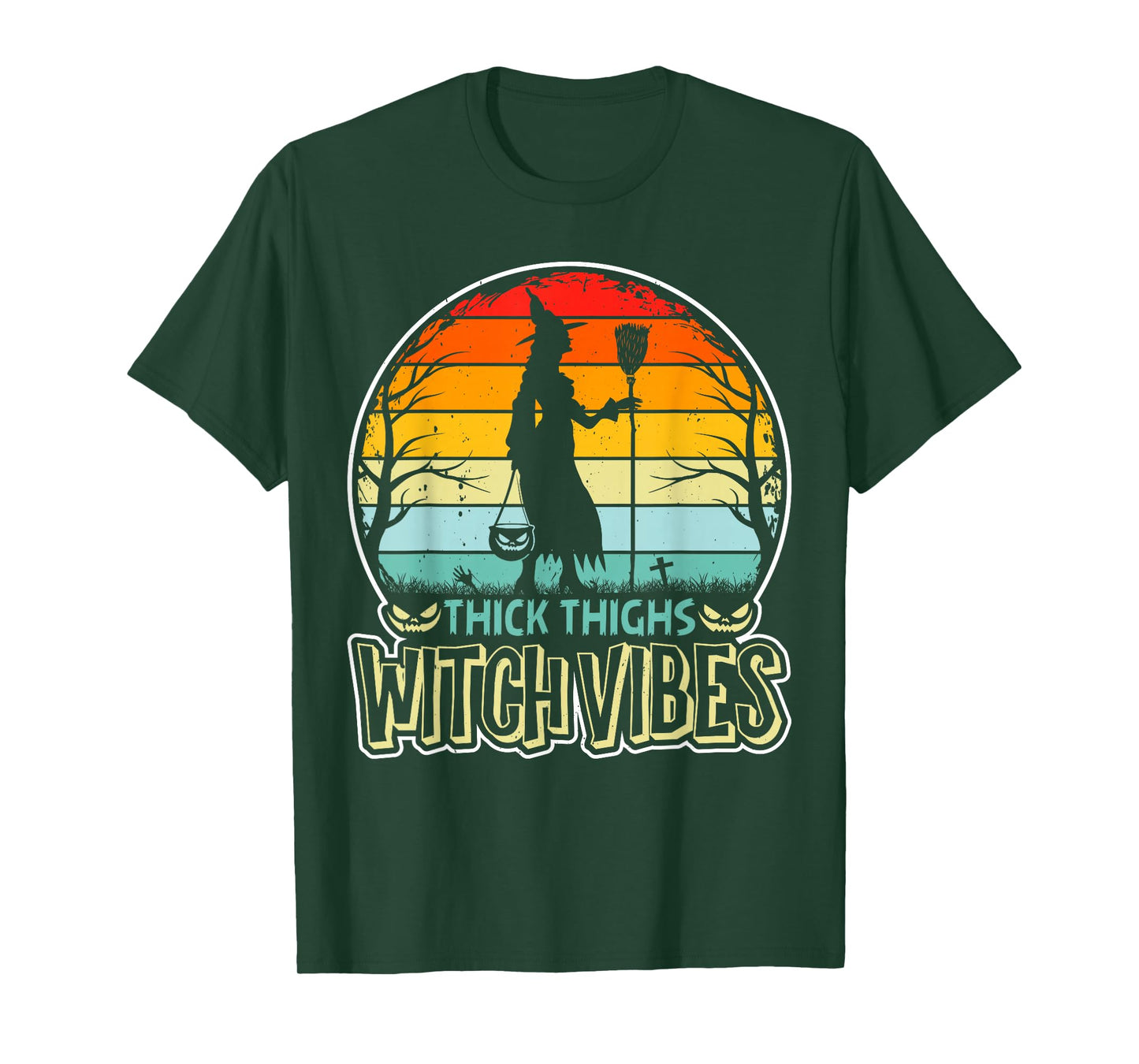 Thick Thighs Witch Vibes Halloween T-Shirt