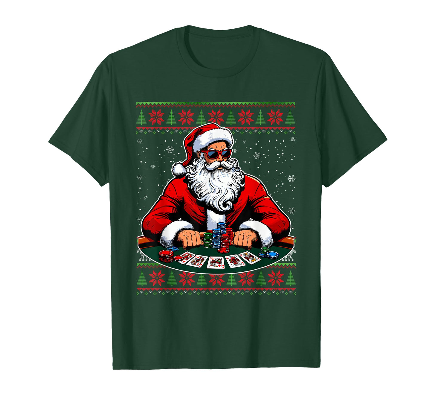 Santa Poker Player Ugly Christmas Poker Sweater T-Shirt