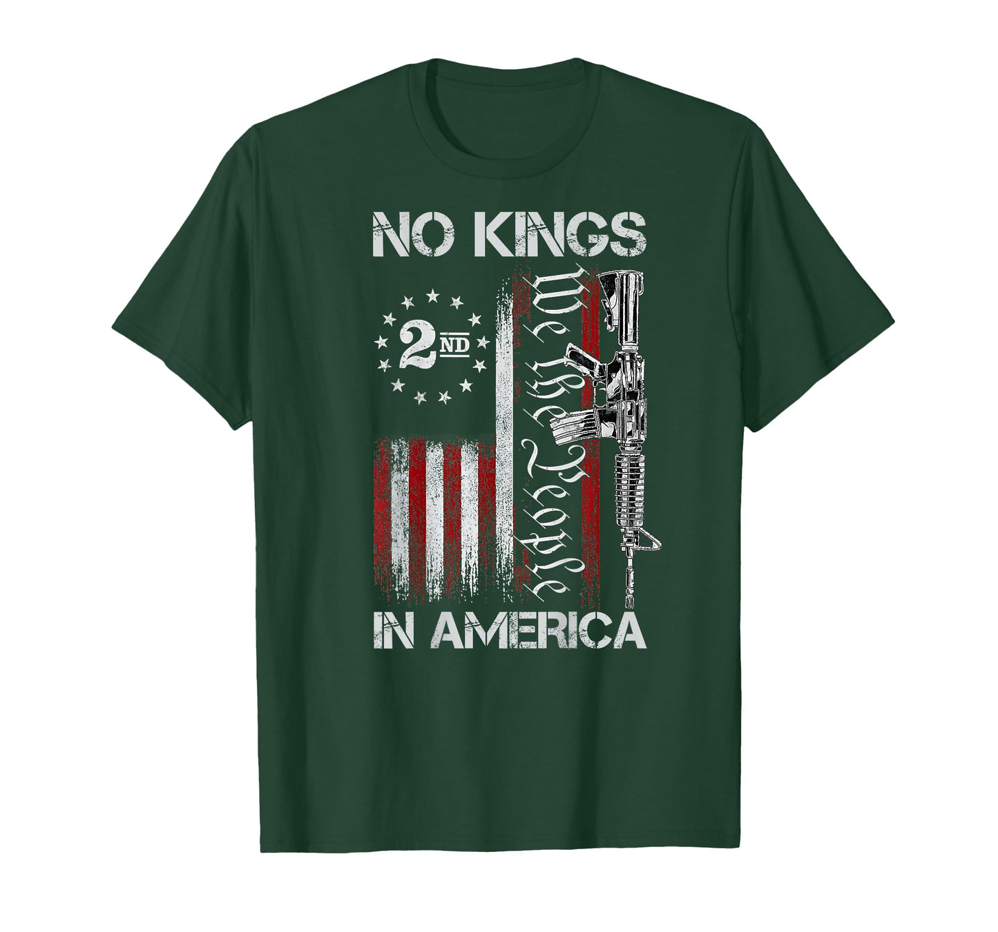 No Kings in American Vintage USA Flag No Kings (ON Back) T-Shirt