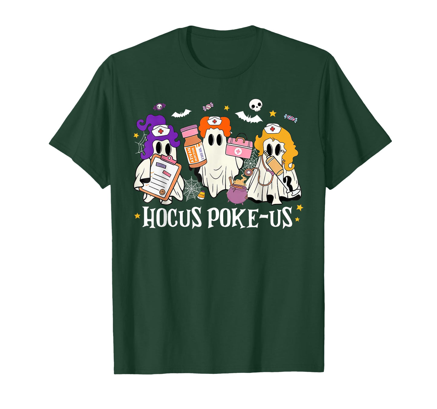 Hocus Poke-us Witch Nurse Halloween Medical Lab Tech Spooky T-Shirt
