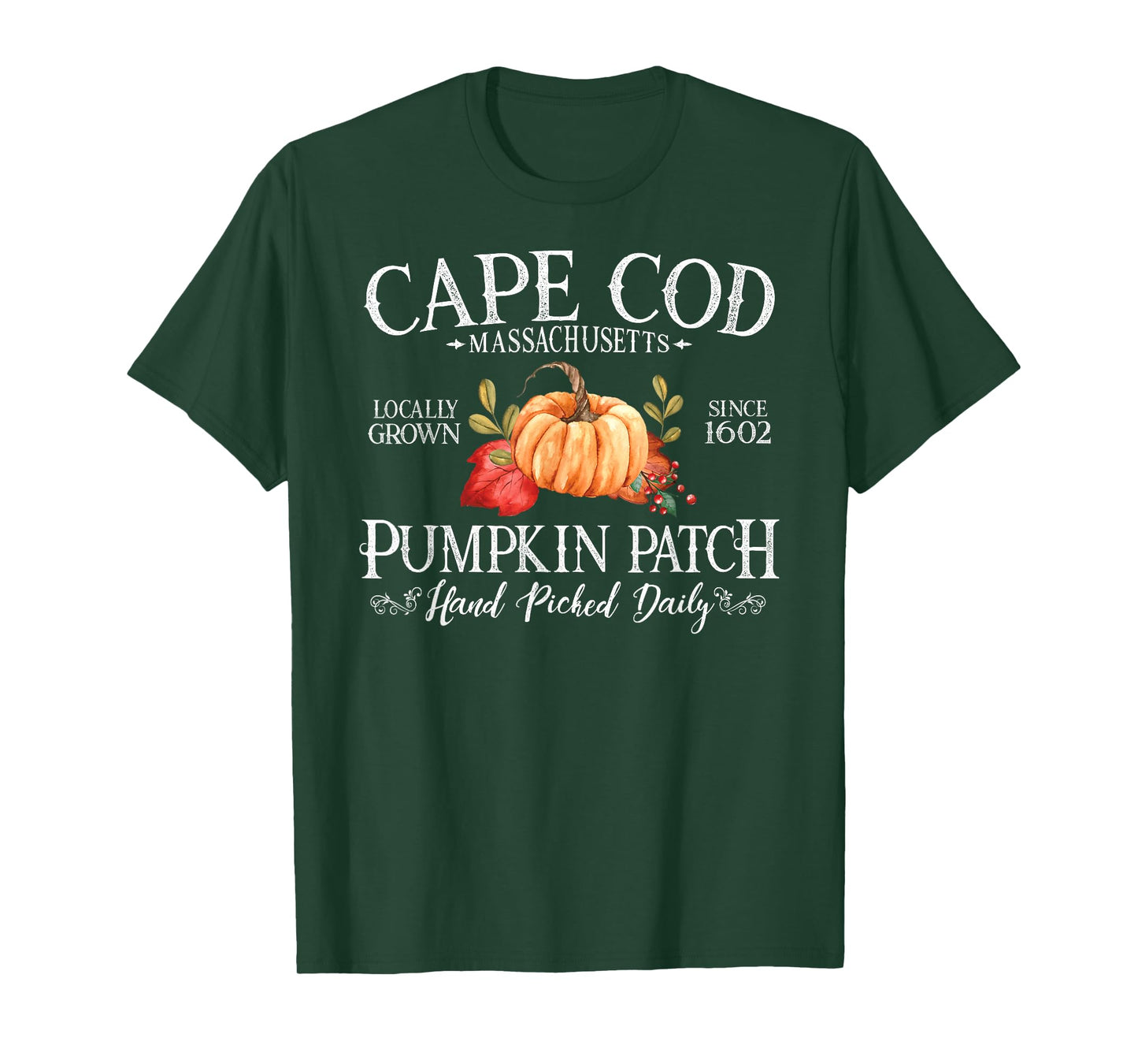 Cape Cod Massachusetts Pumpkin Patch Fall White Letters T-Shirt