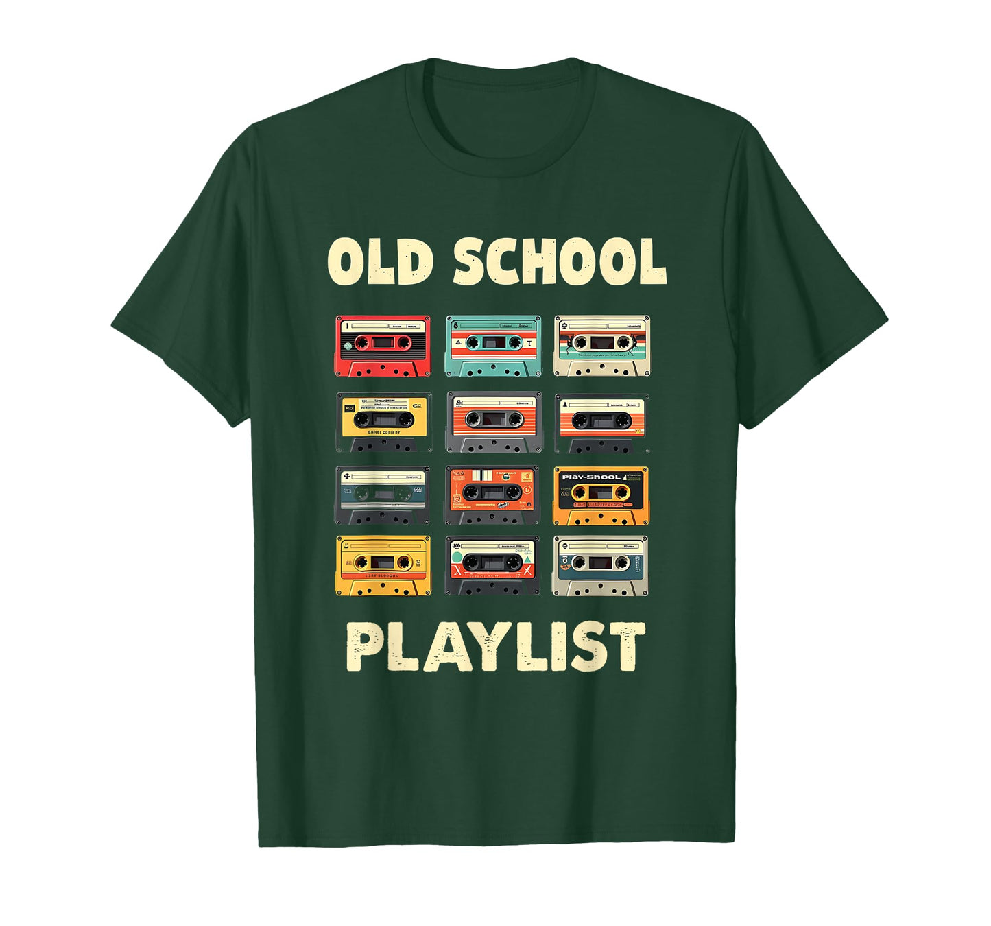 Old School Playlist Cassettes Vintage Mix Tapes Classic Fun T-Shirt