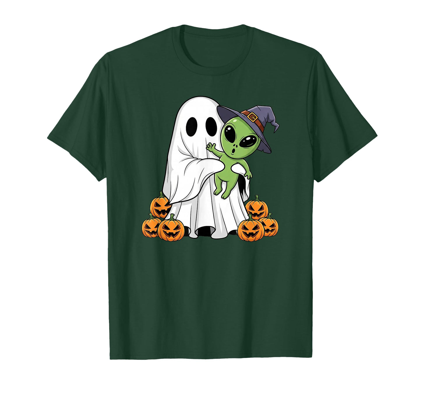 Funny Ghost Alien Pumpkin Halloween Kids Mens Womens T-Shirt