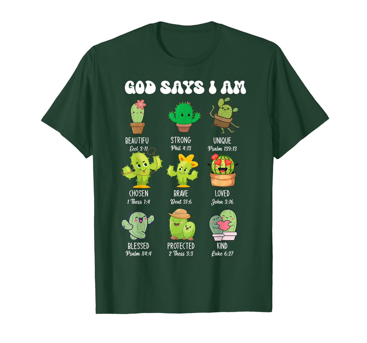 God Says I Am Religious Christian Cute Cactus T-Shirt