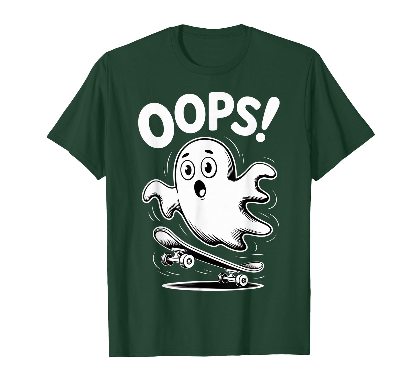 Funny Ghost On Skateboard Retro Halloween Costume Kids Boys T-Shirt