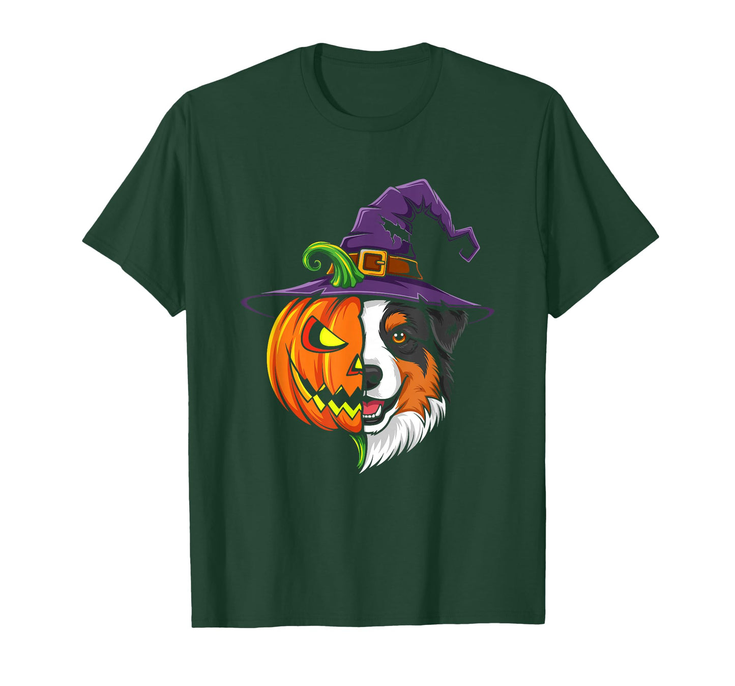 Australian Shepherd Dog Pumpkin Halloween Kids Mens Womens T-Shirt