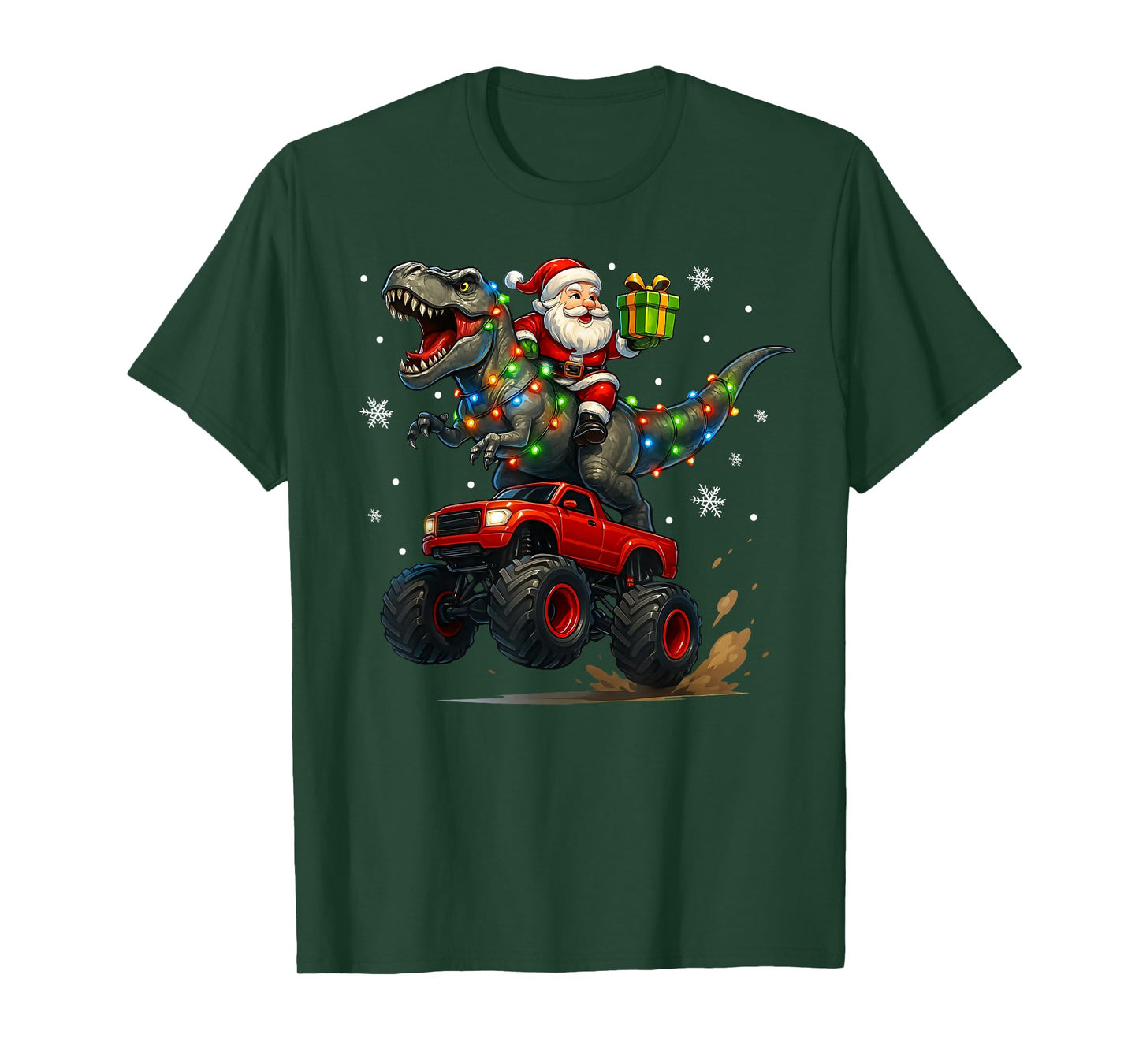 Dinosaur Christmas Santa Boys Men Girls Xmas T-Shirt
