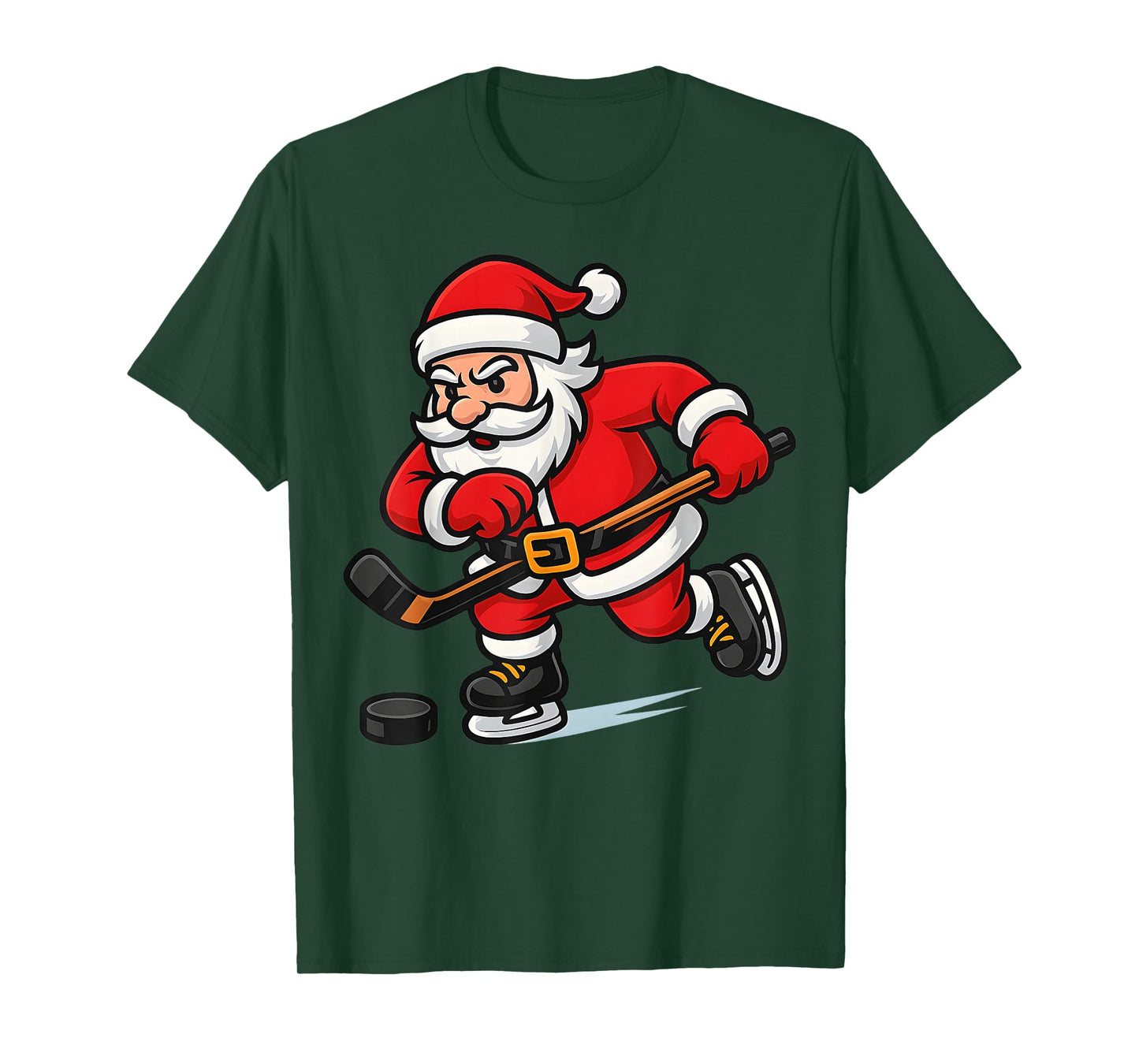 Santa Ice Hockey Christmas Graphic T-Shirt
