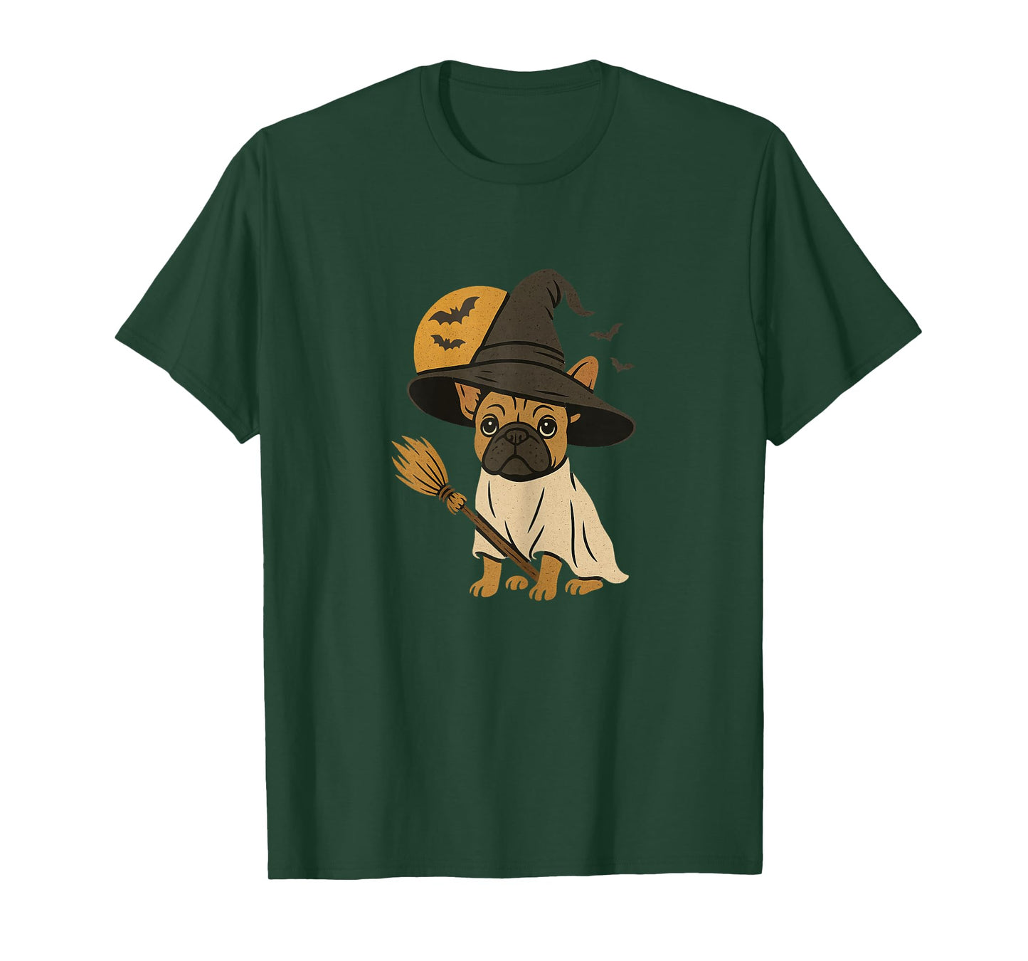 French Bulldog Witch Halloween Design, Cute Frenchie Dog T-Shirt
