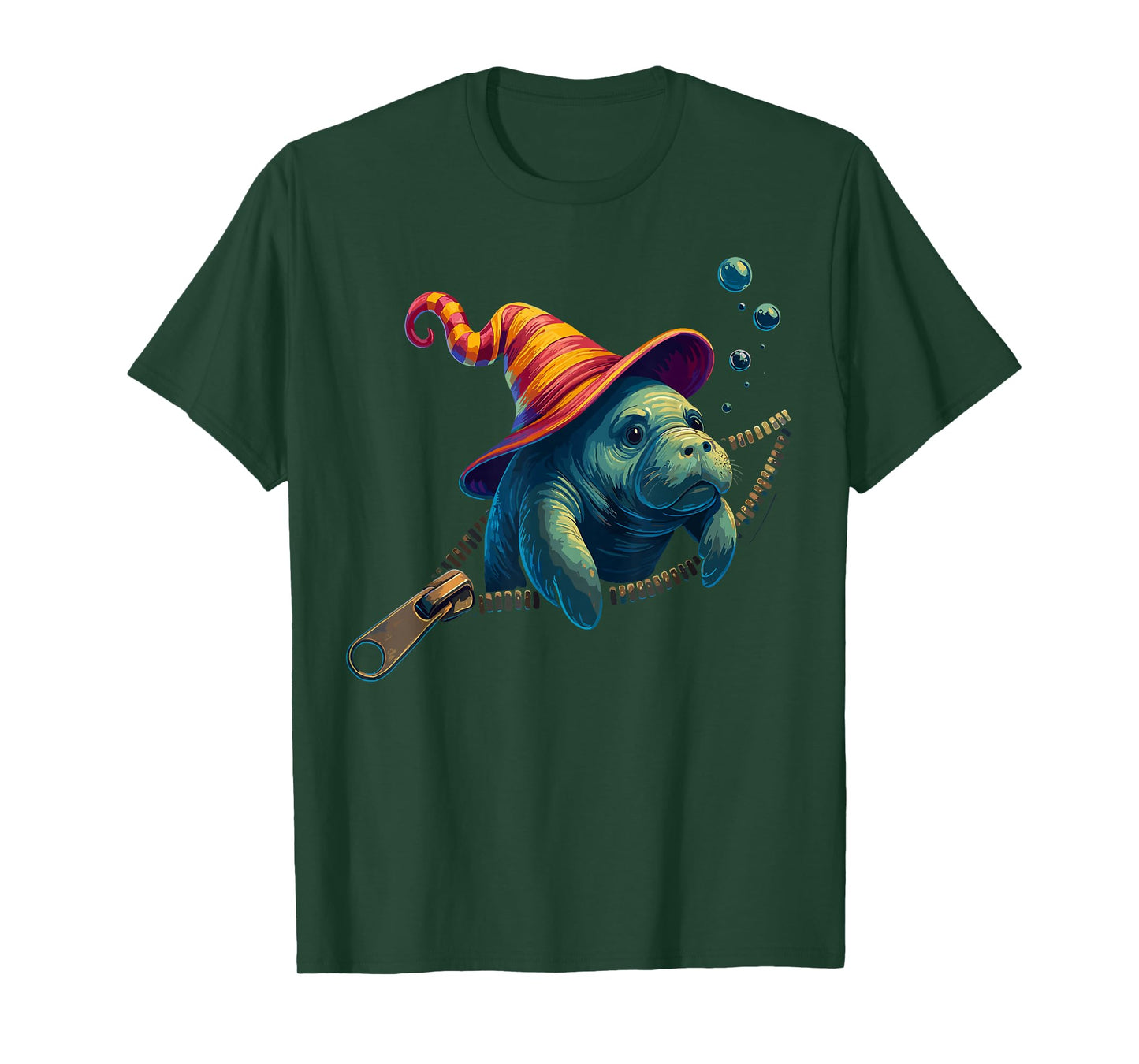 Manatee Halloween Shirt for Kids, Manatee Witch Hat Zipper T-Shirt