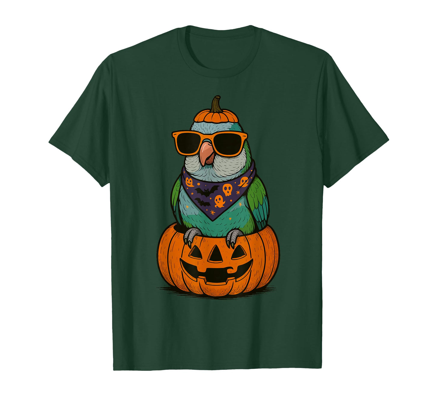 Spooky Quaker Parrot Pumpkin Halloween Bird Lovers T-Shirt