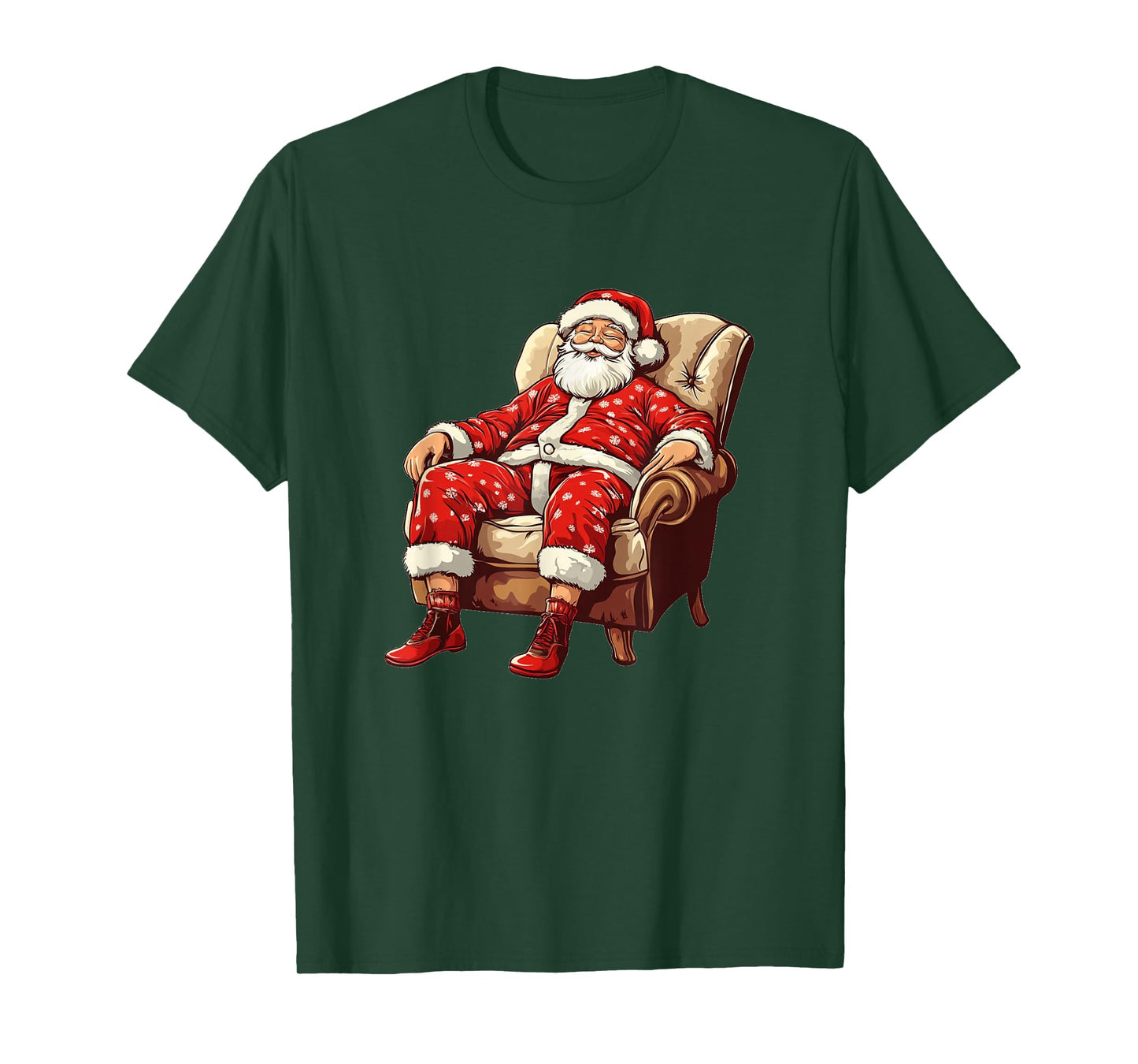 Cool Santa Claus in Chair and Pajama Outfit T-Shirt