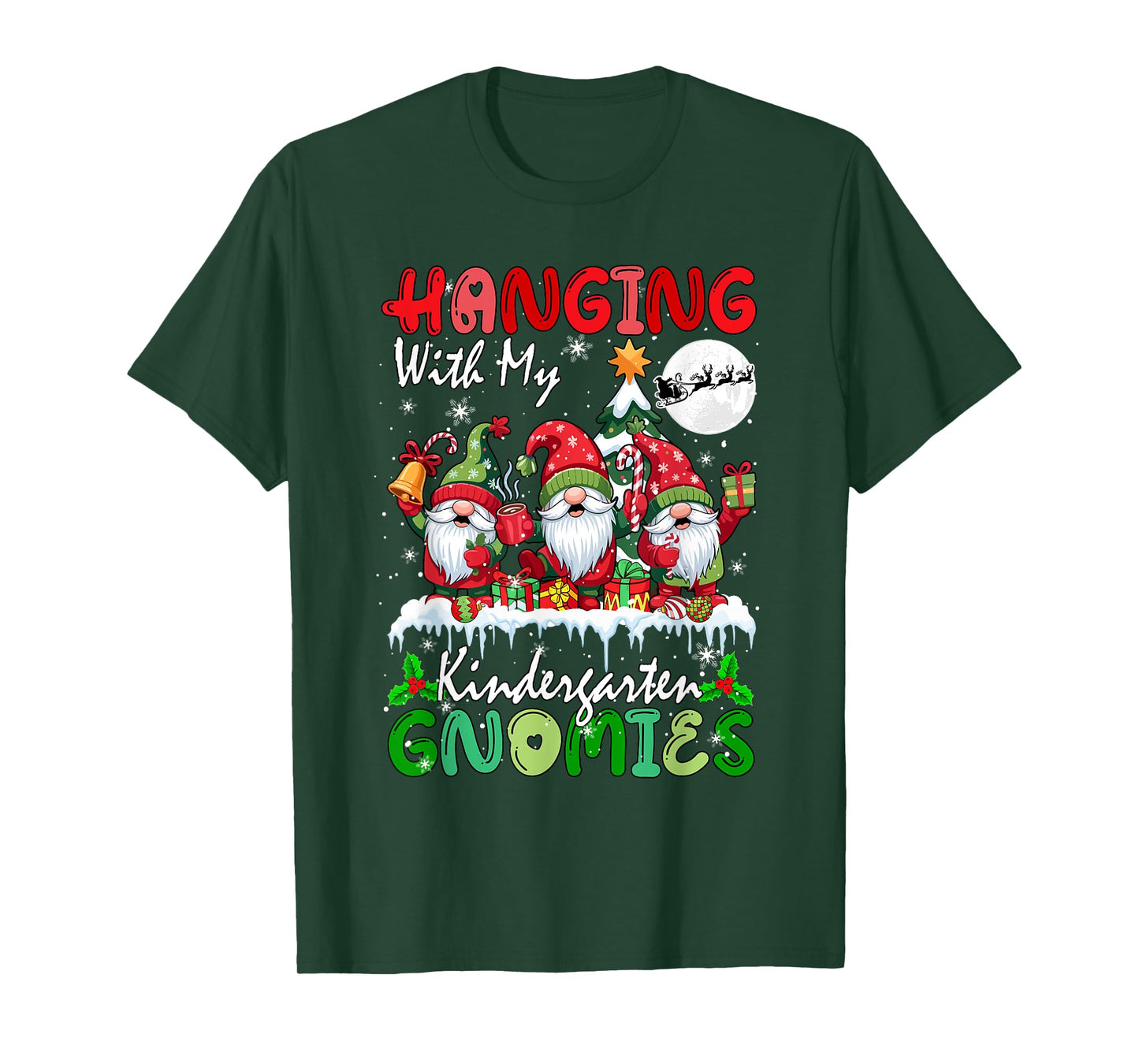 Hanging with My Kindergarten Gnomies Xmas Three Gnomes T-Shirt