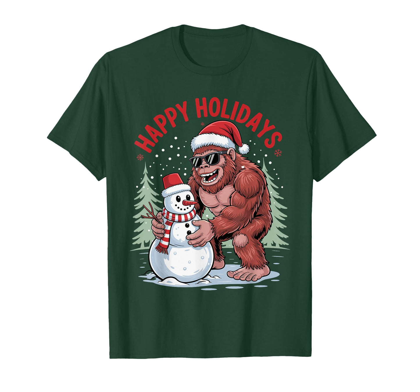 Santa Bigfoot Christmas Cool Snowman Sasquatch Xmas Holiday T-Shirt