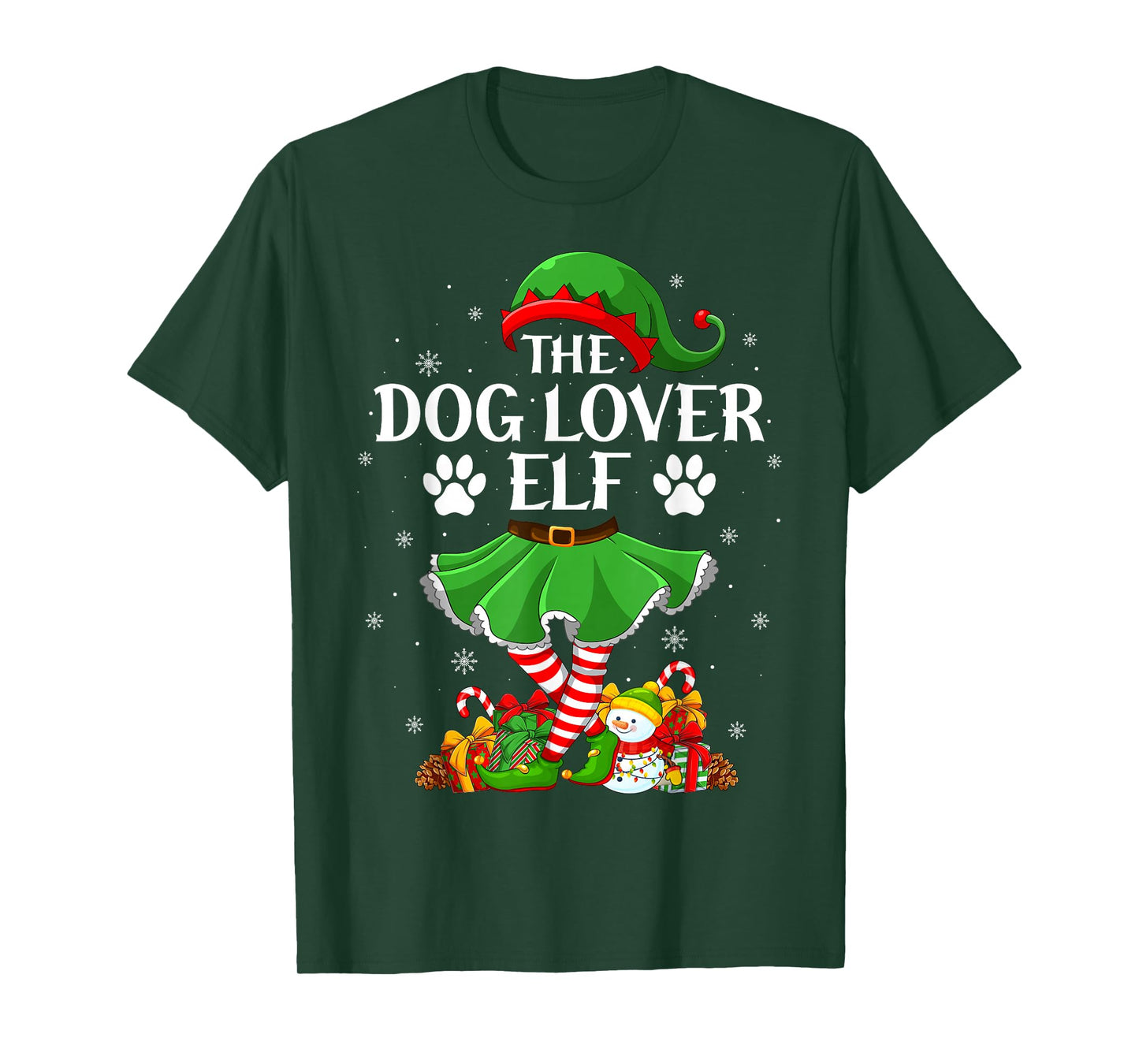 Dog Lover Elf Christmas Family Elf Squad Xmas Girls Women T-Shirt