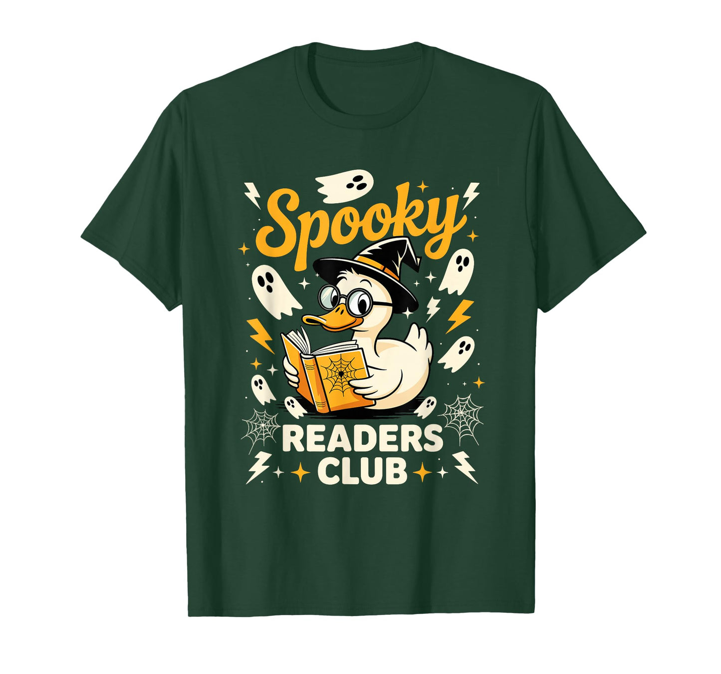 Spooky Readers Club Duck Witch Ghosts Halloween Book Lover T-Shirt