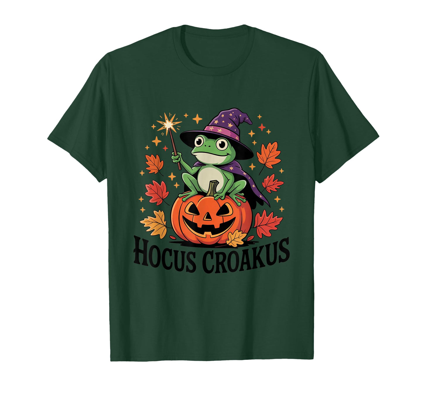 Hocus Croakus Pumpkin Wizard Frog Funny Halloween Witch T-Shirt