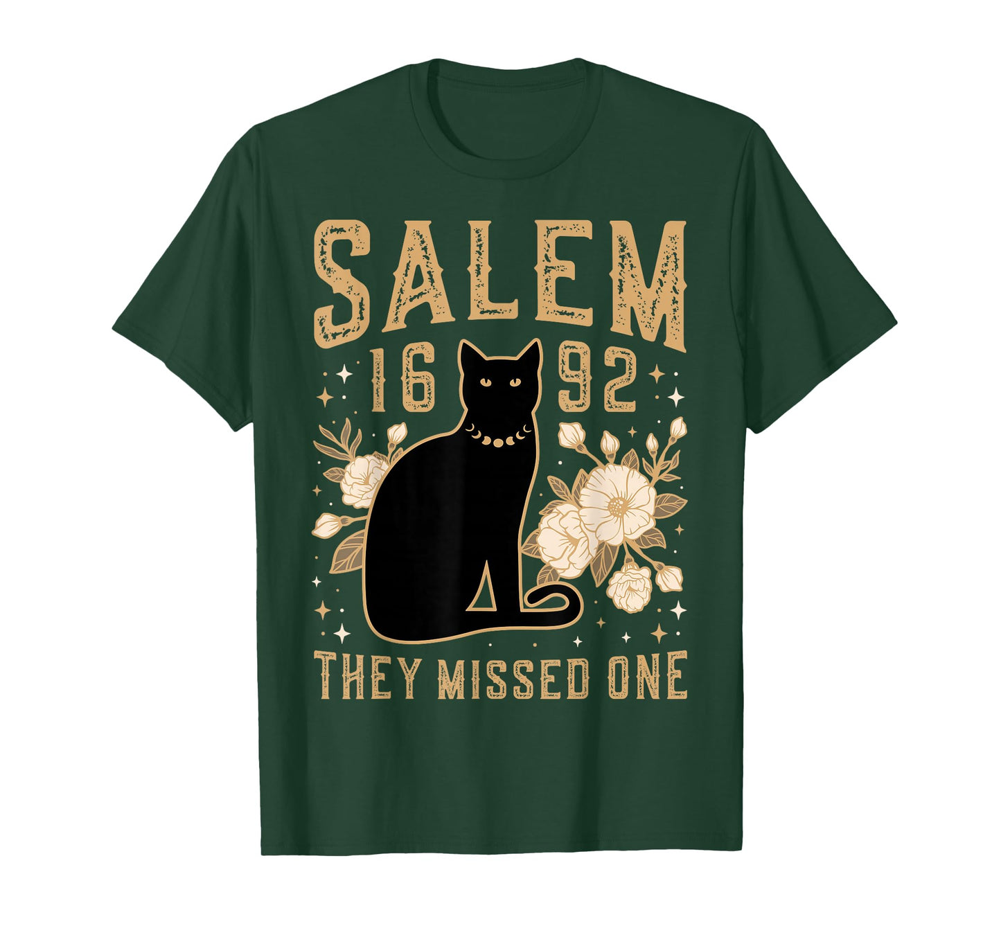 They Missed One 1692 Salem Witch Trials Black Cat Wildflower T-Shirt