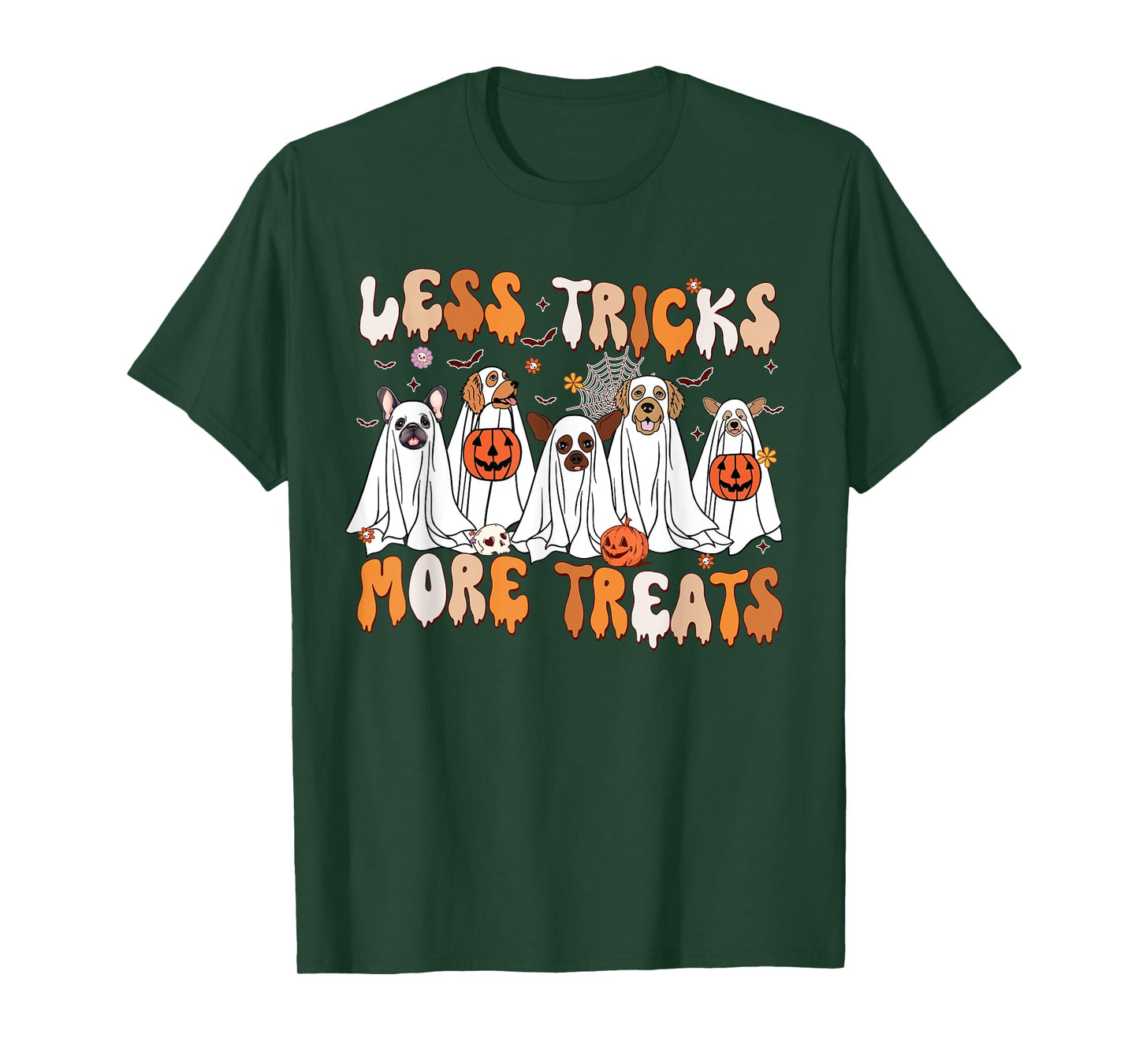Less Tricks More Treats Spooky Ghost Dogs Vet Tech T-Shirt