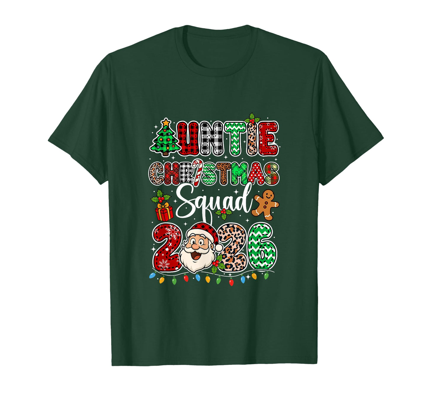 Auntie Christmas Crew 2026 Leopard Funny Santa Family Group T-Shirt