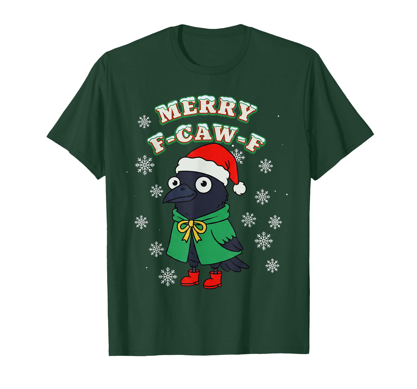 Merry F-CAW-F Raven FCAWF Christmas Holiday Crow Funny Xmas T-Shirt