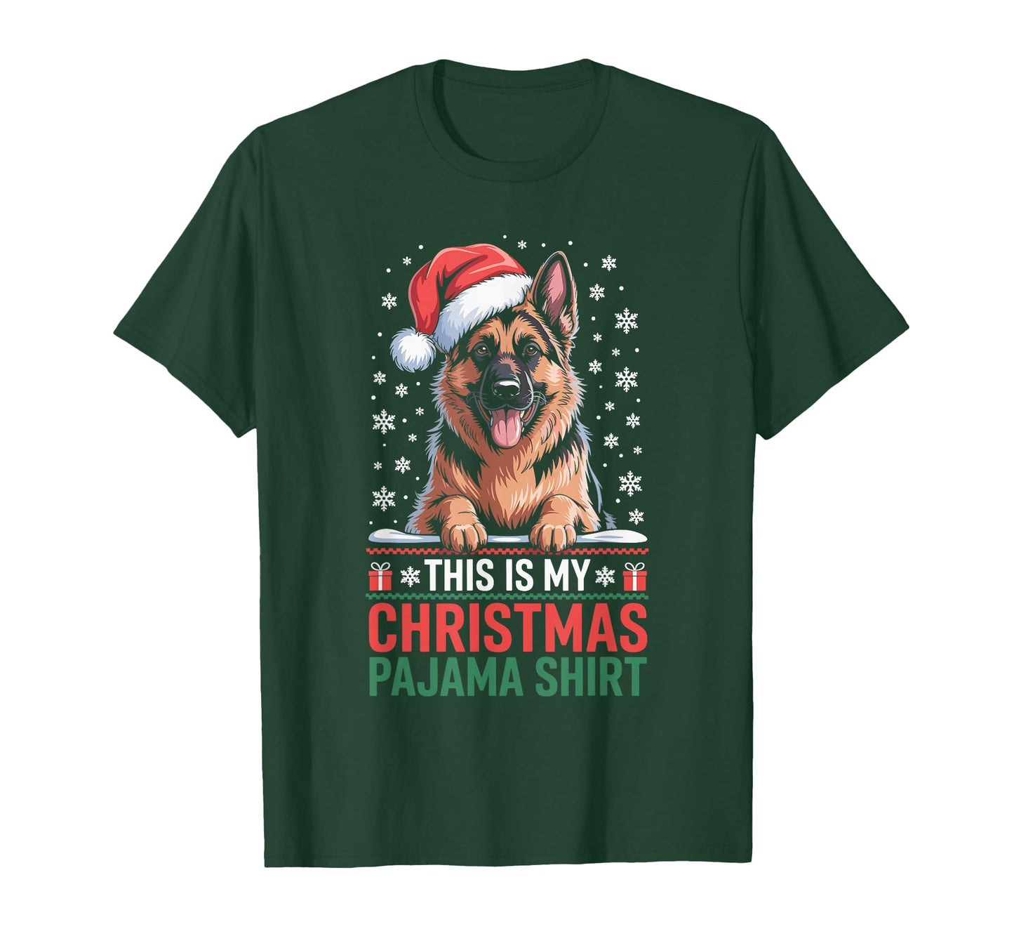 German Shepherd Santa Hat Ugly Christmas Sweater Dog T-Shirt