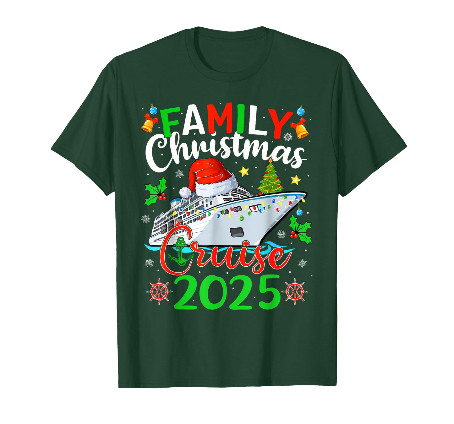 Family Christmas Cruise 2025 Xmas Lights Pajamas Holiday T-Shirt