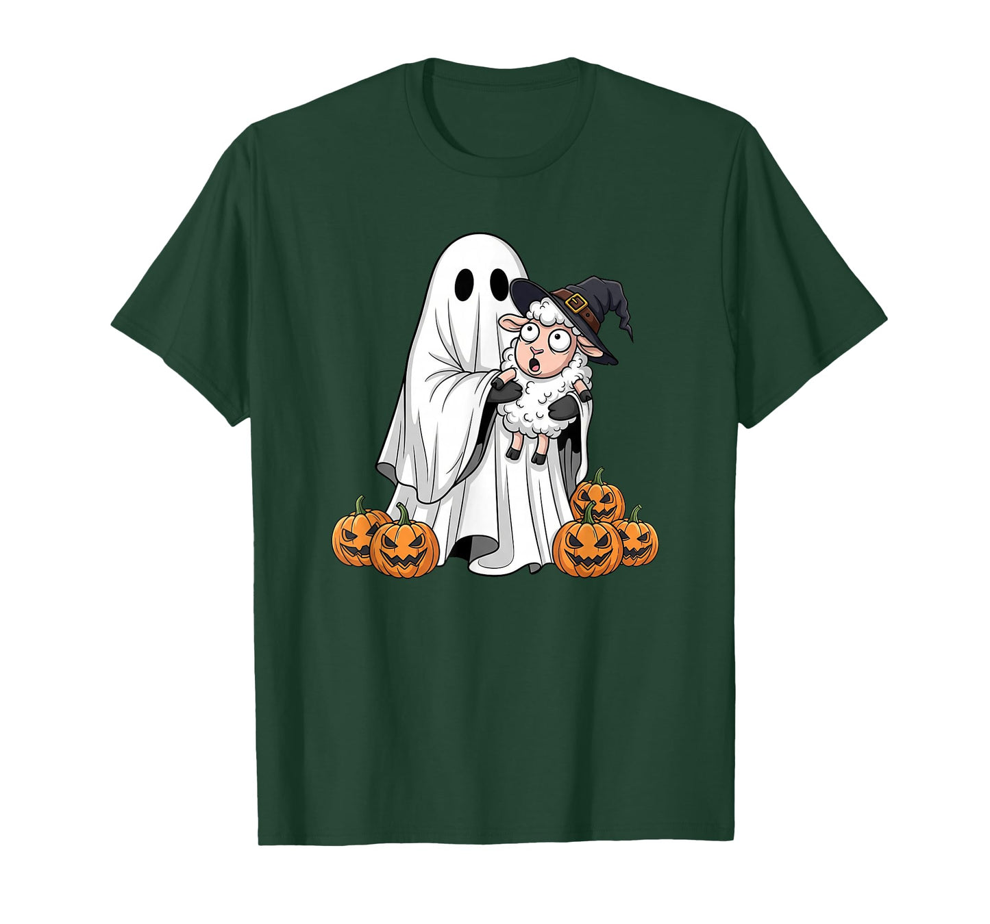 Funny Ghost Sheep Pumpkin Halloween Kids Mens Womens T-Shirt