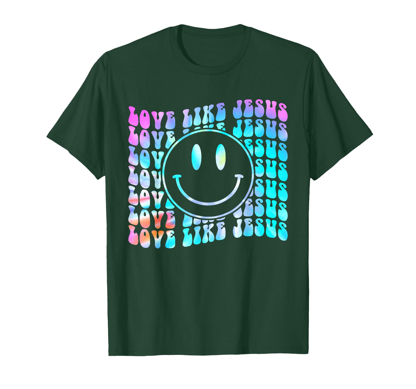 Tie Dye Retro Love Like Jesus Shirt Happy Face Aesthetic T-Shirt