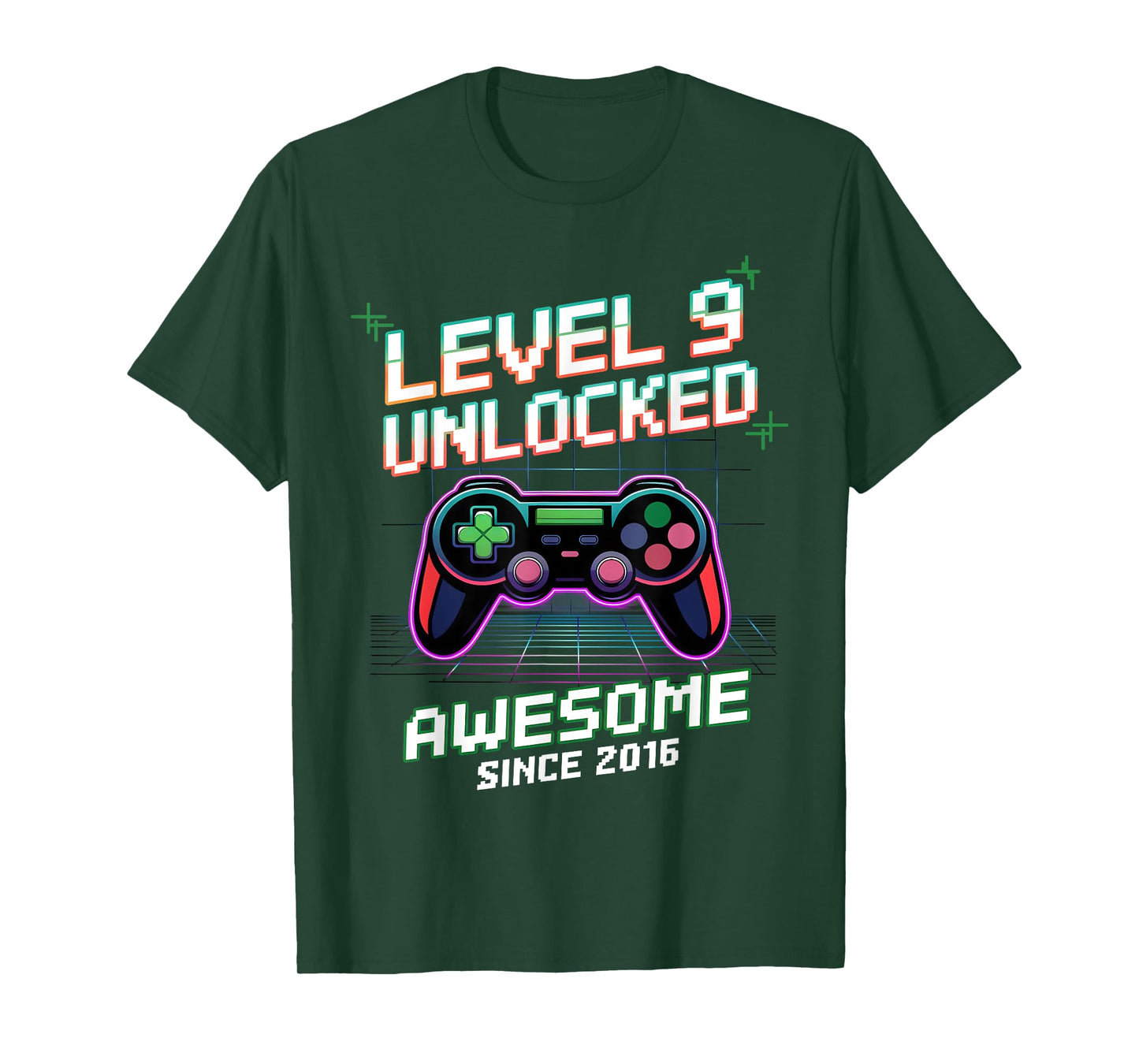Level 9 Unlocked Awesome Since 2016 9th Birthday Boy Gaming T-Shirt