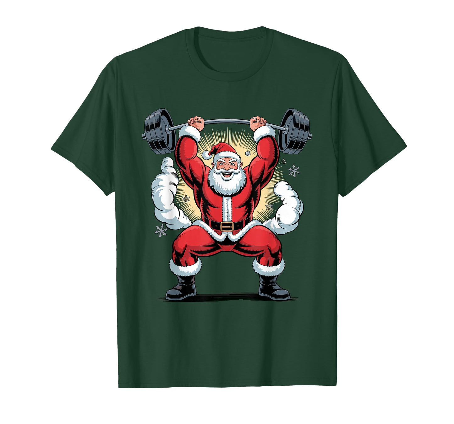 Santa Weightlifting Funny Fitness Gym Training Christmas T-Shirt