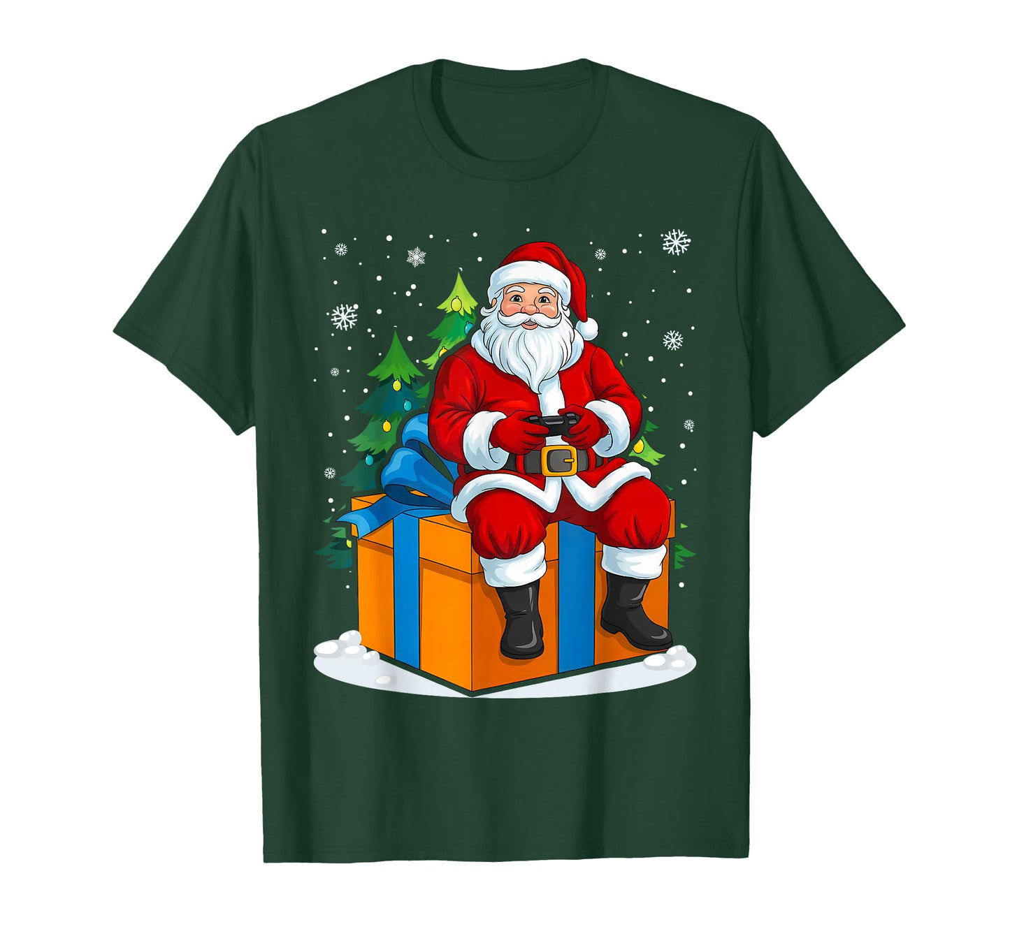 Gamer Santa Playing Video Games Kids Boys Men Christmas T-Shirt