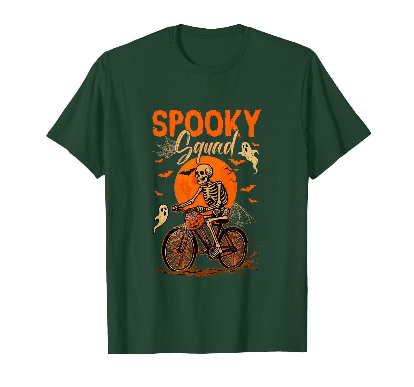 Spooky Halloween Squad Skeleton Riding Bicycle Horror Boo T-Shirt