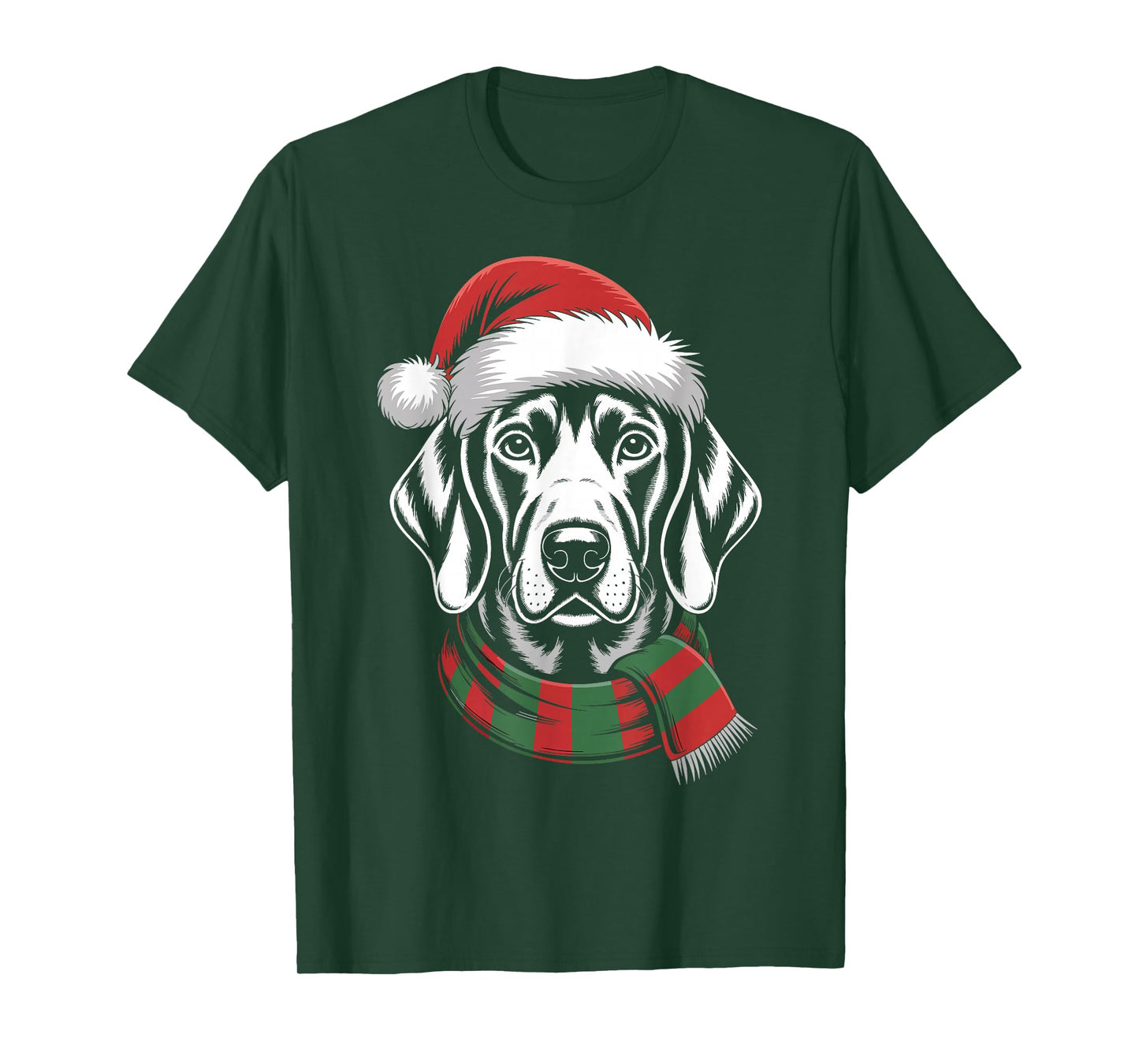 Weimaraner Dog Xmas Santa Hat Scarf Christmas Costume T-Shirt