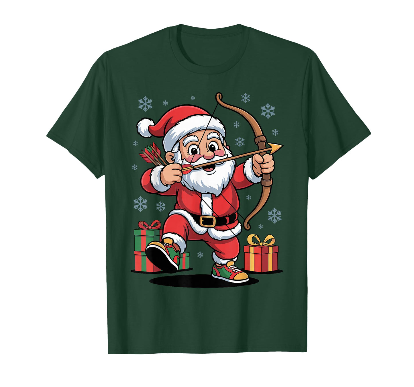 Santa Playing Archery Funny Holiday Christmas Xmas Pajama T-Shirt