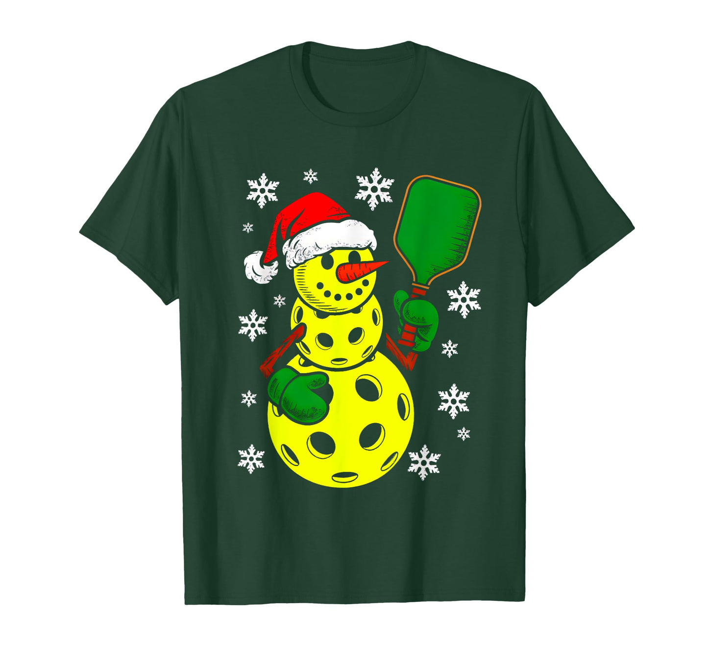 Pickleball Santa Hat Snowman Xmas Funny Pickleball Christmas T-Shirt