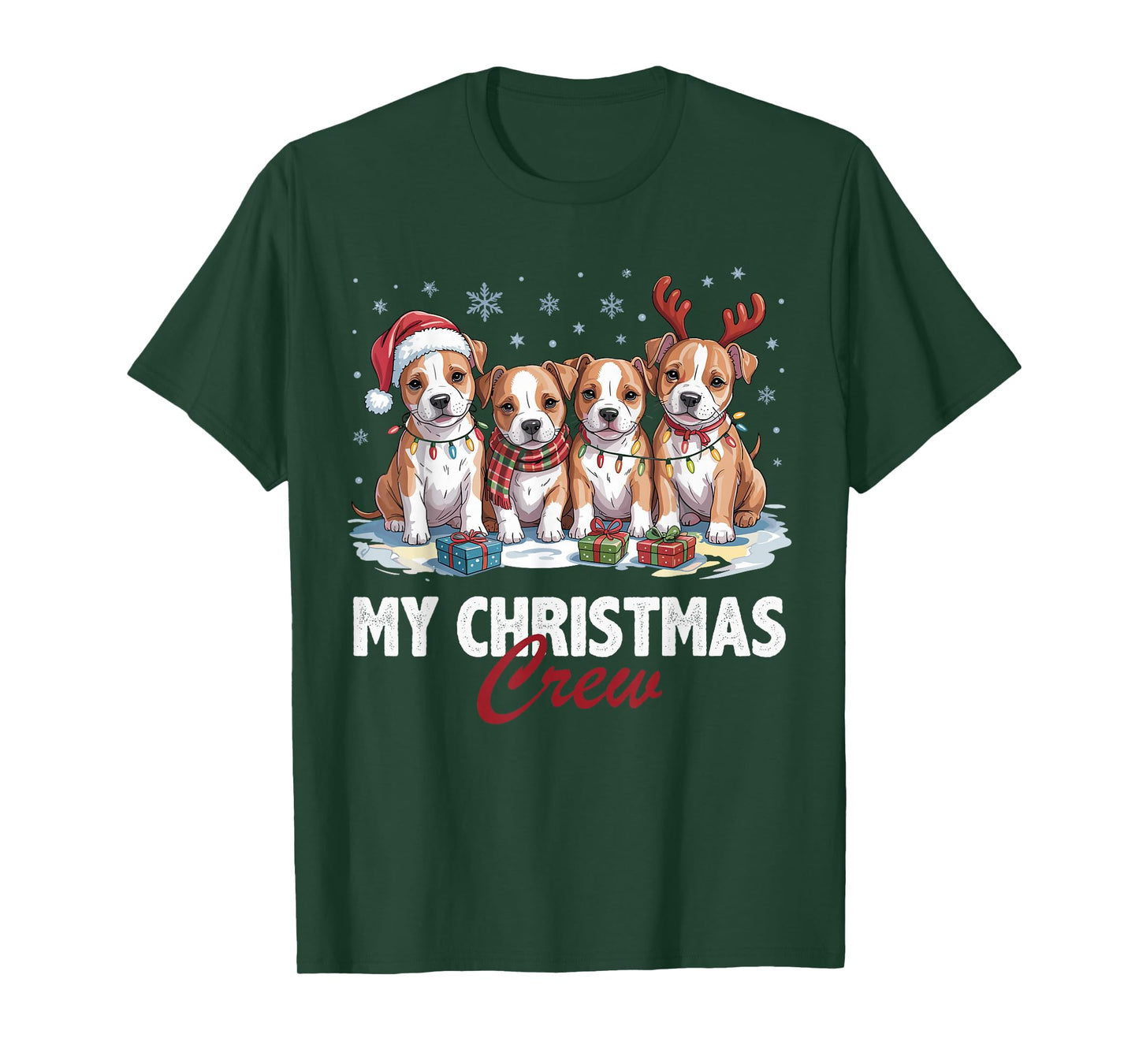American Staffordshire Christmas Crew Funny Dog Lovers T-Shirt