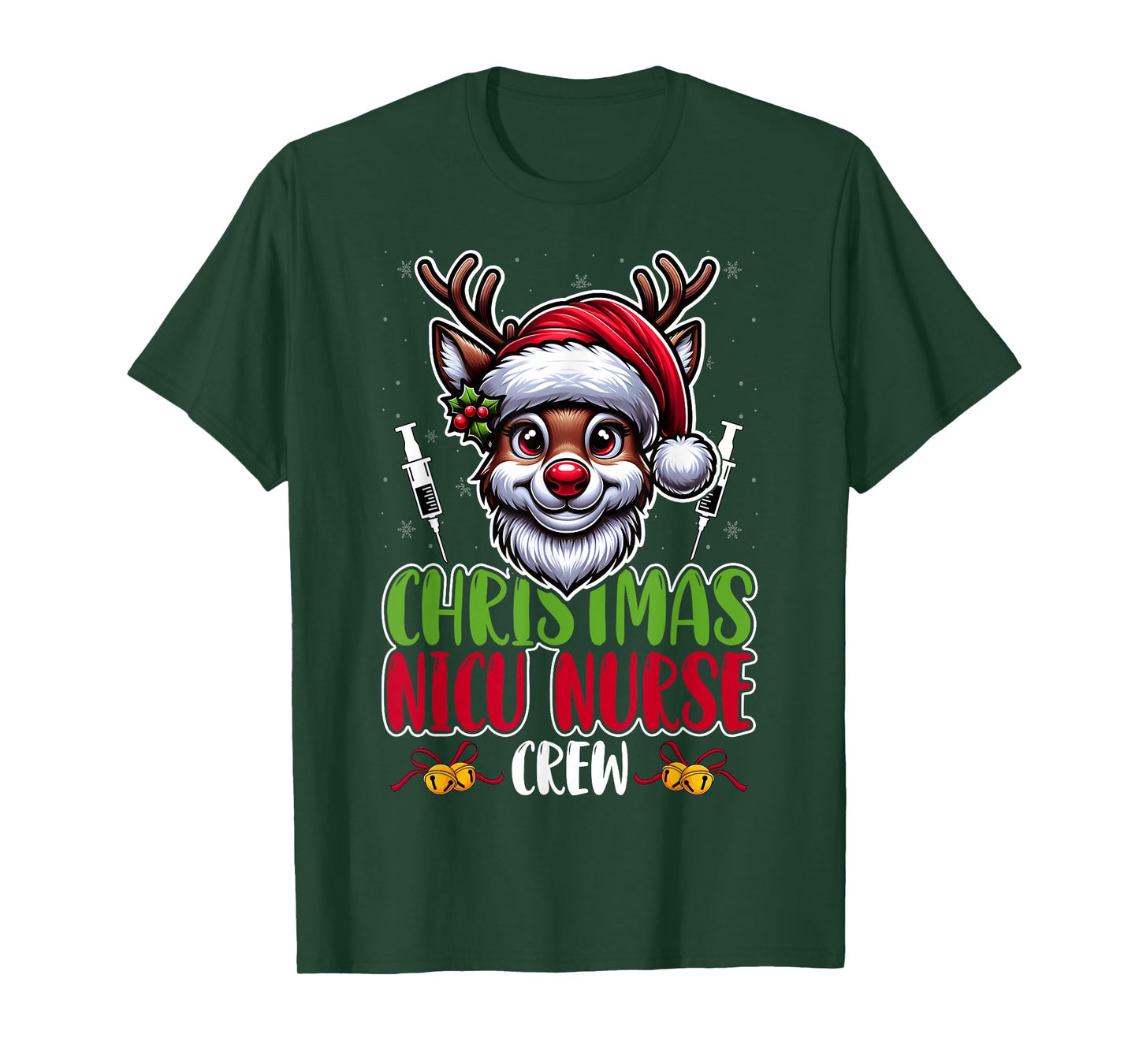 Christmas NICU Nurse Crew Reindeer Santa Design Christmas T-Shirt