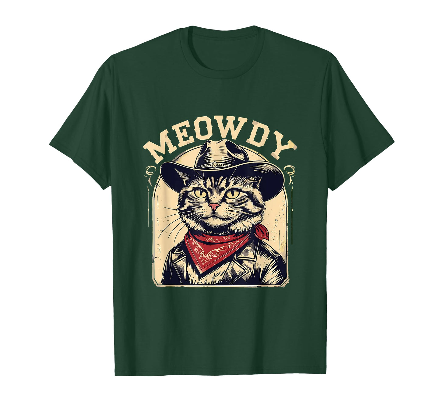 Meowdy Country Music Vintage Girls Funny Western Cowboy Cat T-Shirt