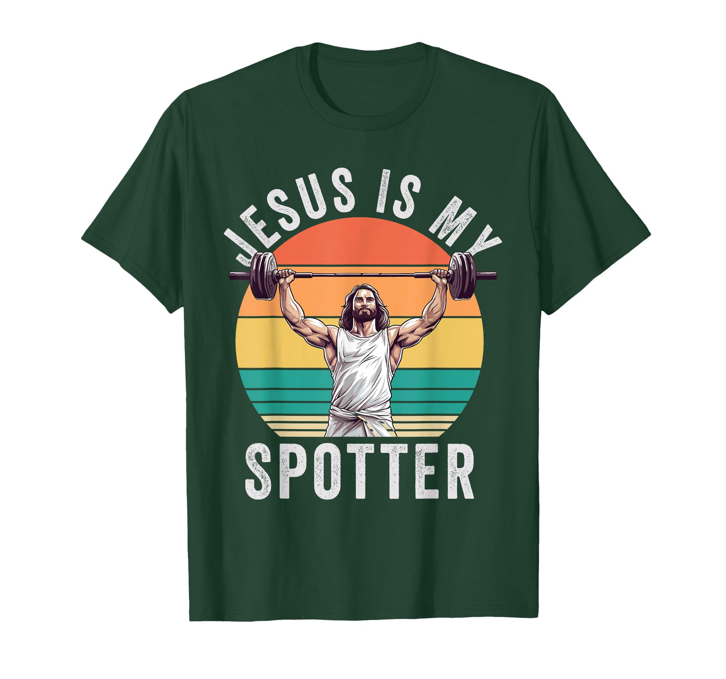 Jesus Is My Spotter Funny Christian Weightlifting Gym T-Shirt