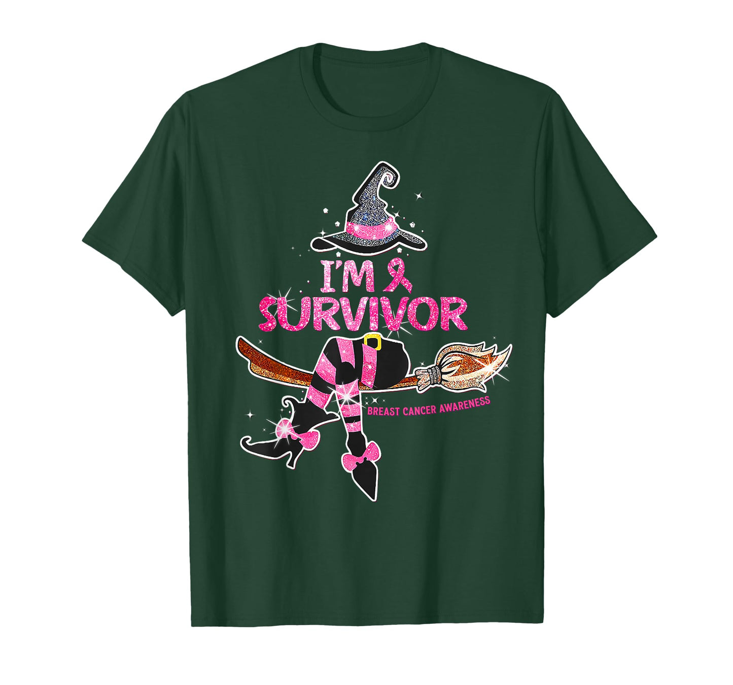 Halloween Witch I'm A Survivor Breast Cancer Warrior Women T-Shirt